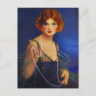Robe Midnight Blue Flapper Girl & Pearls Carte pos