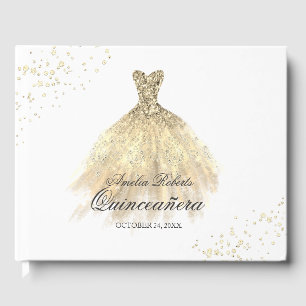 Robe or étincelante Quinceanera Livre d'or