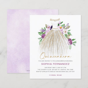 Robe or violet budget Quinceañera Invitation