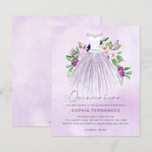 Robe or violet budget Quinceañera Invitation