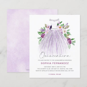 Robe or violet budget Quinceañera Invitation