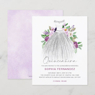 Robe or violet budget Quinceañera Invitation