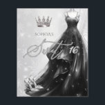 Robe Parties scintillant noire Snowflakes Sweet 16<br><div class="desc">Budget Silver Black Parties scintillant robe Snowflakes Winter Sweet 16 Invitation</div>