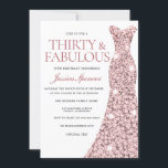 Robe rose Gold Sparkle 30e anniversaire Invitation<br><div class="desc">Robe rose Gold Sparkle 30e anniversaire Invitation de fête 30 & Fabulous Womans 30e anniversaire de fête Variations à l'invitation et articles correspondants dans notre magasin</div>