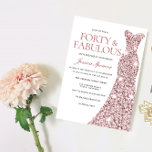 Robe rose Gold Sparkle 40e anniversaire Invitation<br><div class="desc">Robe rose or parkle 40e anniversaire Invitation de fête 40 & Fabulous femmes 40e anniversaire de fête Variations à l'invitation et articles correspondants dans notre magasin</div>