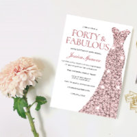 Robe rose Gold Sparkle 40e anniversaire Invitation