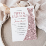 Robe rose Gold Sparkle 50e anniversaire Invitation<br><div class="desc">Robe rose Gold Sparkle 50e anniversaire Invitation - 50 & Fabulous femmes 50e anniversaire de fête Variations à l'invitation et articles correspondants dans notre magasin</div>