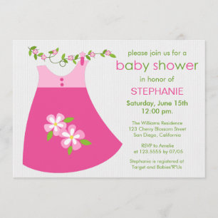 Robe rose mignonne tenue Baby shower Invitation