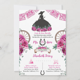 Robe rose Noir Charra Invitation, Charro Mexicaine