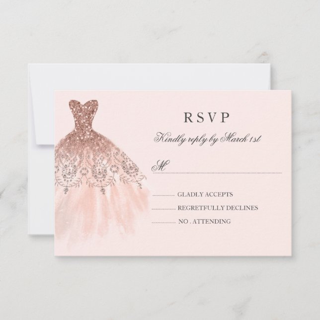 Robe rose or étincelle Quinceanera RSVP (Devant)