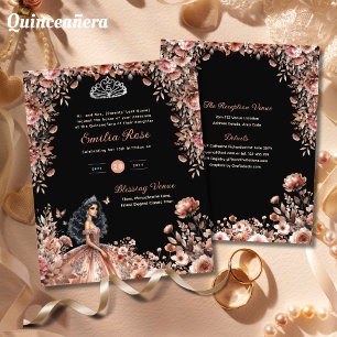 Robe rose or noir Quinceanera robe Roses floraux