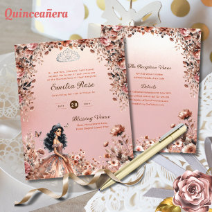 Robe rose or Quinceanera Roses floraux