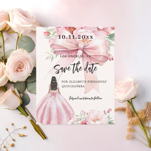 Robe rosée Quinceanera Enregistrer la carte Date
