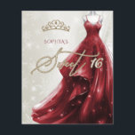 Robe rouge Bourgogne Snowflakes Sweet 16 Invitatio<br><div class="desc">Budget Gold Burgundy Robe rouge Snowflakes Winter Sweet 16 Invitation</div>