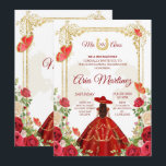 Robe Rouge Mexicaine fille Quinceanera Invitation<br><div class="desc">Robe rouge Mexicaine Quinceanera Invitation Mis Quince Anos,  15e anniversaire</div>