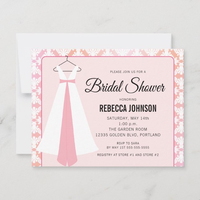 Robe Silhouette Rose & Corail Invitation à une Bab (Devant)