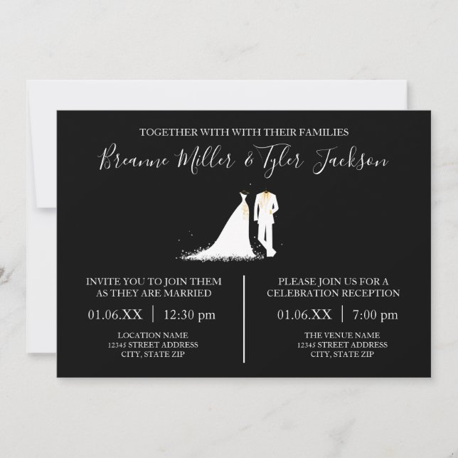 Robe & Smoking - Invitation de mariage & de récept (Devant)