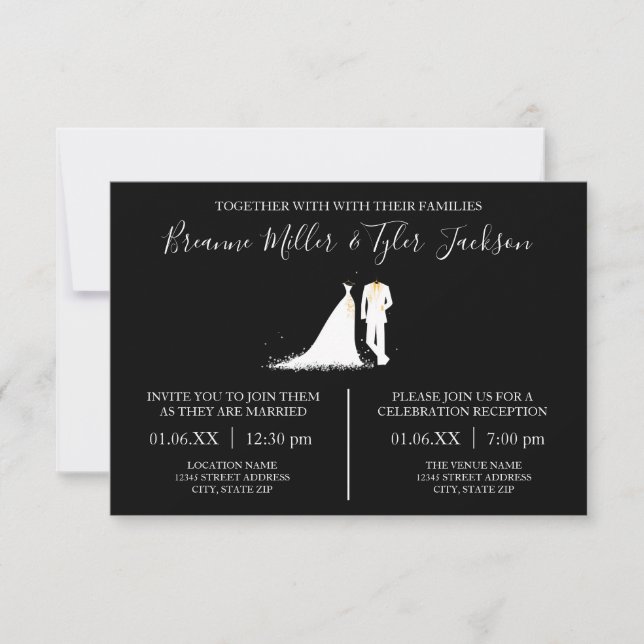 Robe & Smoking - Invitation de mariage et de récep (Devant)