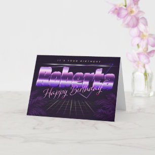Roberta Name Prénom lila retro Carte Anniversaire