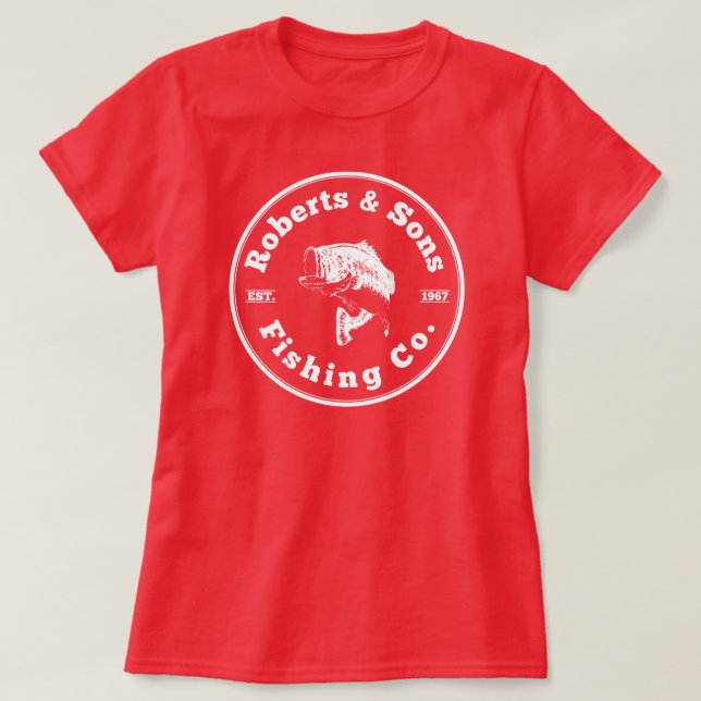 Roberts et fils pêchant le T-shirt des femmes de (Design devant)
