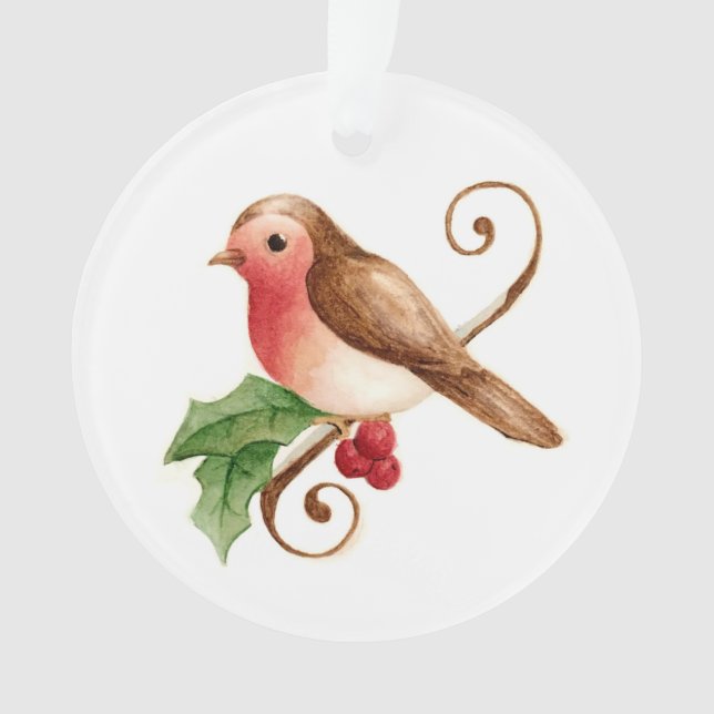 Robin à poitrine rouge avec ornement Holly (devant)