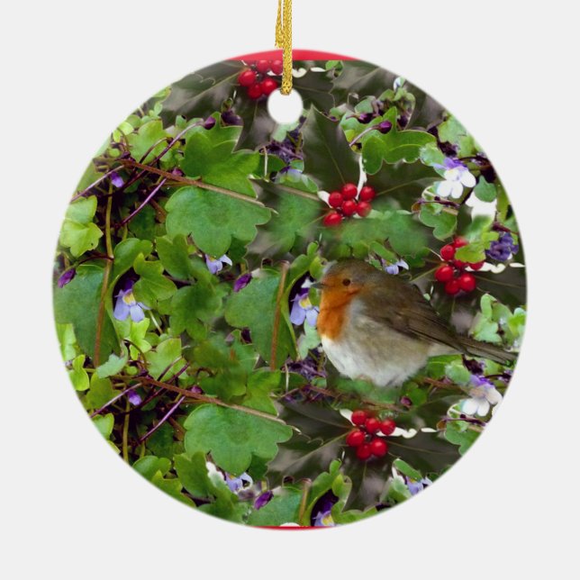 Robin avec saint et lierre - décoration de noël (Dos)