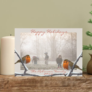 Robin Bird Overlay Carte photo de Noël