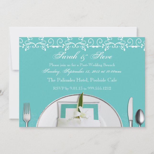 Robin Egg Blue Post Mariage Brunch Invitations (Devant)