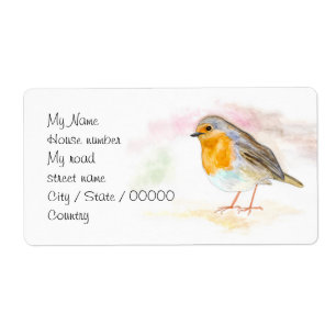 Robin pour aquarelle - étiquettes de adresse de
