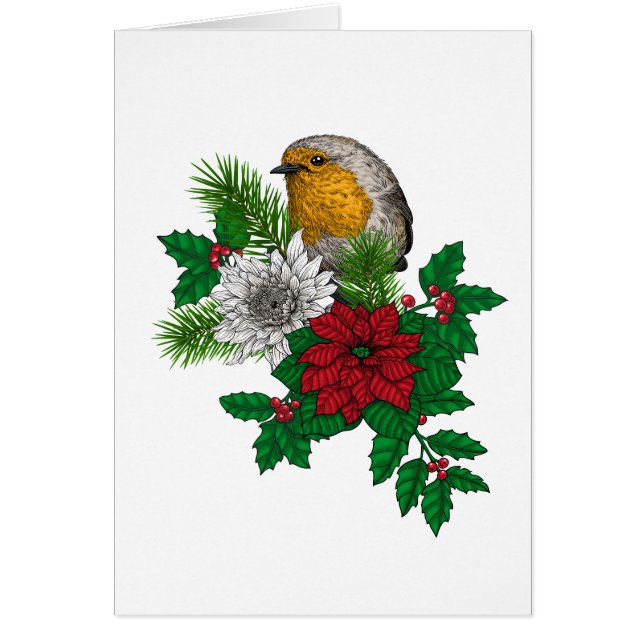 Robin rouge sur décoration de Noël (Devant)