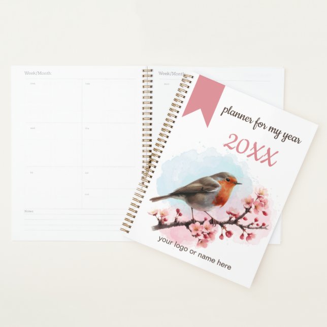 Robinet Aquarelle Planner Avec Fleurs Cerisières (Devant avec enveloppe)