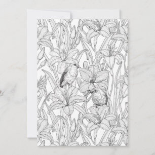 Robins et fleurs de lys, noir et blanc