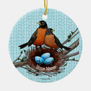 Robins Nest Ornement en céramique