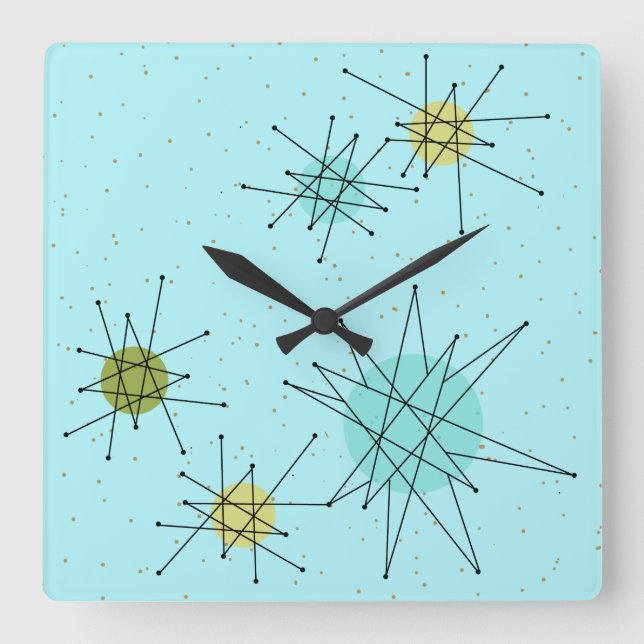 Robin's Oeuf Bleu étoile atomique Horloge murale (Recto)