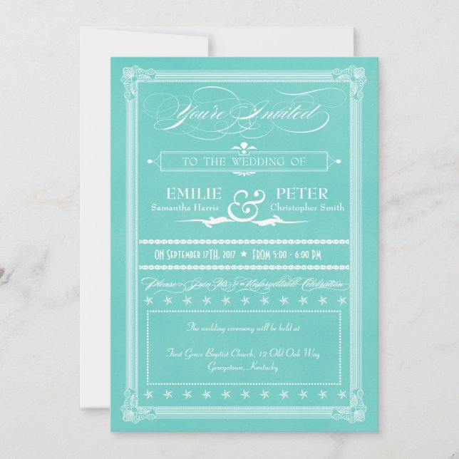Robin's Oeuf Blue Poster Style Mariage Invitations (Devant)
