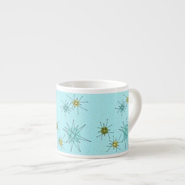 Robin's Oeuf Blue Starbursts Espresso Mug (Devant droit)