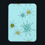 Robin's Oeuf Blue Starbursts Flexible Magnet<br><div class="desc">Le motif à aimants flexibles de Robin's Oeuf Blue Iconic Atomic Starbursts est doté d'étoiles atomiques emblématiques. C'est vrai ! L’ancienne école, arrière - plan de couleur bleu oeuf de robin avec des taches d’or, est la toile de fond idéale pour les cercles turquoise, apaisants et vert poire kitsch. Les...</div>