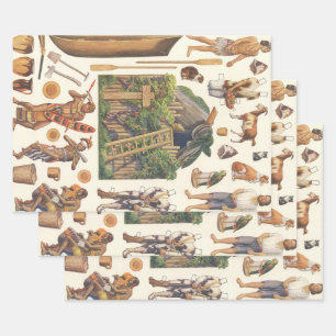 Robinson Crusoé, jouets en papier vintage victorie