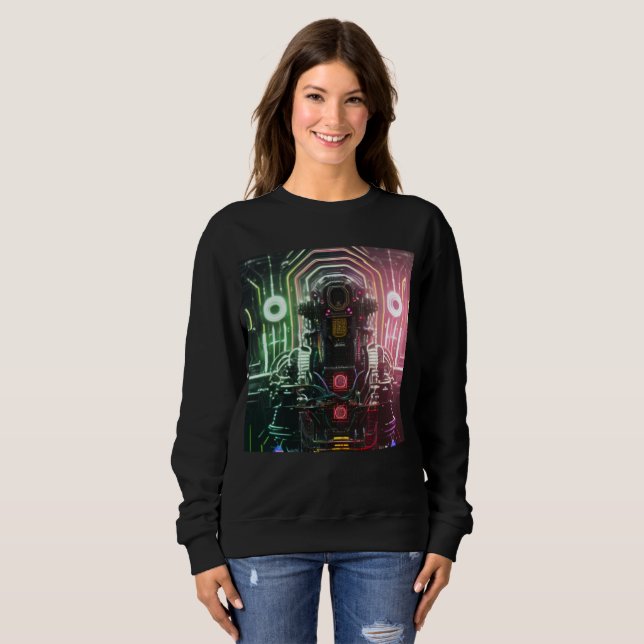 Robot 1 femme sweatshirt noir (Devant entier)