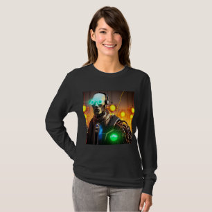 Robot 2 femmes noir à manches longues T-shirt