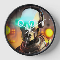 Robot 2 horloge murale noire avec numéros
