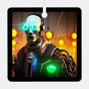 Robot 2 ornement en métal carré