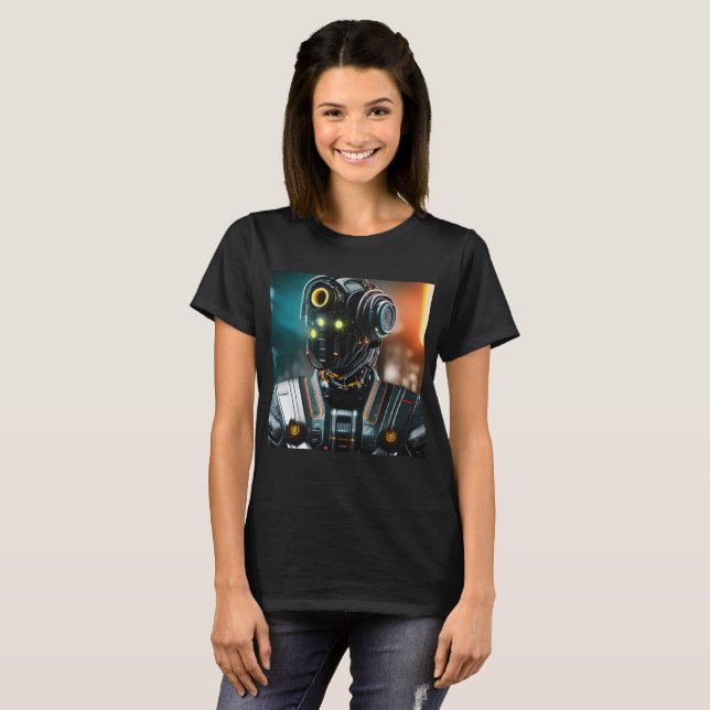 Robot 3 femmes noir T-shirt (Devant entier)