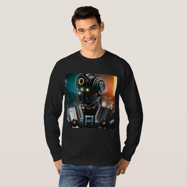 Robot 3 hommes manches longues noires T-shirt (Devant entier)
