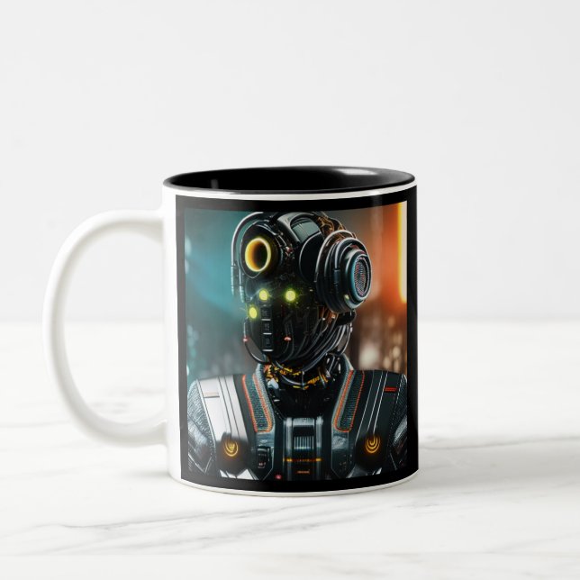Robot 3 noir tasse à deux tons (Gauche)