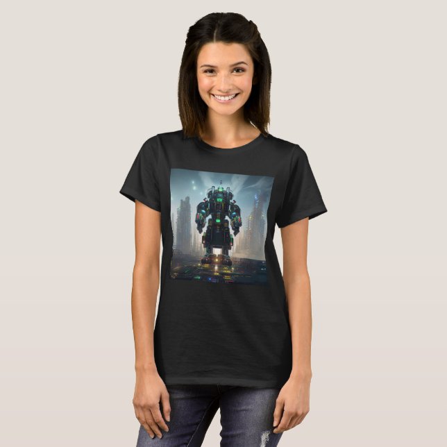 Robot 4 femmes noir T-shirt (Devant entier)