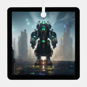 Robot 4 ornement en métal carré