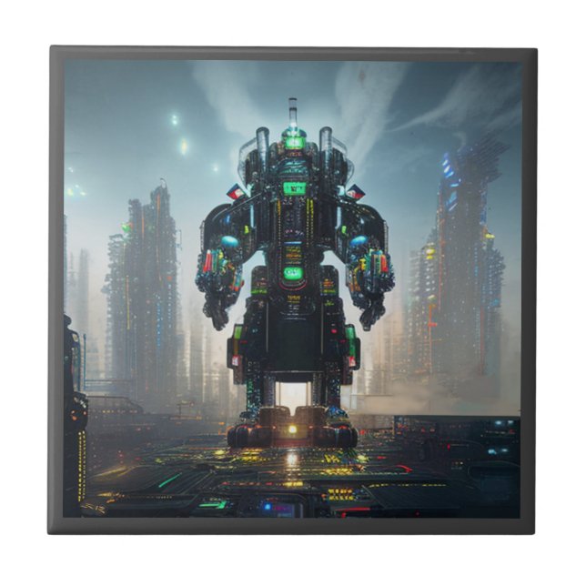 Robot 4 petite carreaux en céramique (Devant)