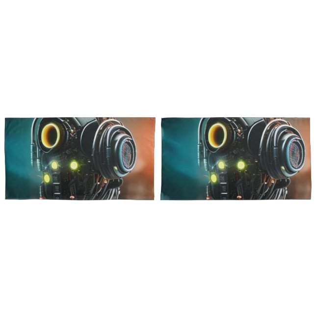 Robot 5 taies d'oreillers king 2 faces paire (devant-Set)