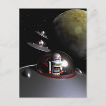 ROBOT - 7 soucoupes carte postale